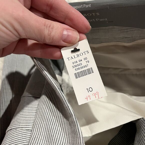 TALBOTS NEWPORT PANTS - Gray STRIPE - CURVY FIT SIZE 10 New With Tags - Picture 12 of 16